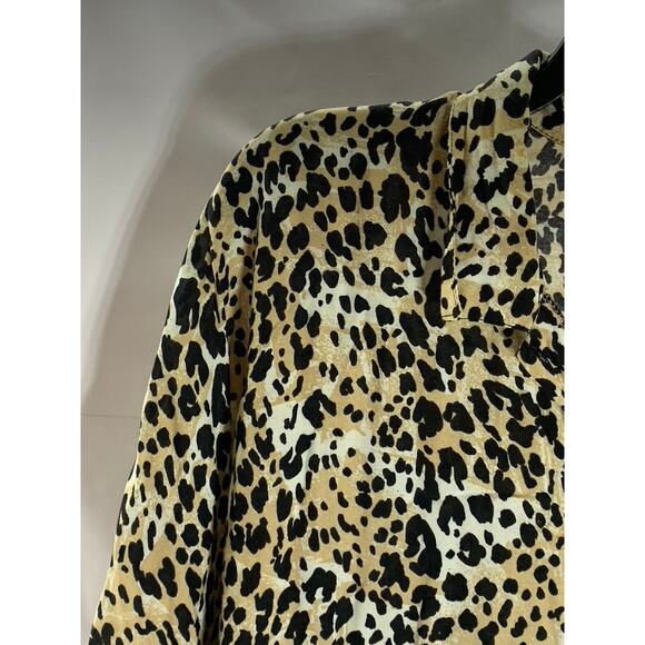 CHELSEA GIRL Women's Tan/Black Animal Print Button-Up Long Sleeve Top SZ 12 - Picture 3 of 9